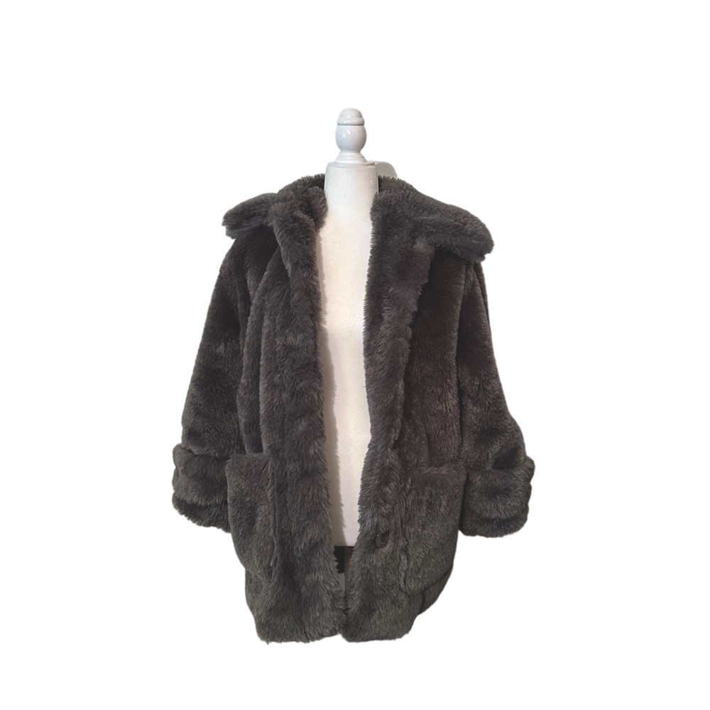 Faux Fur Cozy Winter Jacket, Grey, XS